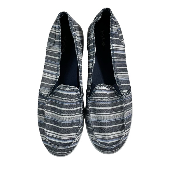 Liz Cole Blue Striped Chambray Slip On Low Top Casual Shoes 9M Nautical - Picture 1 of 4